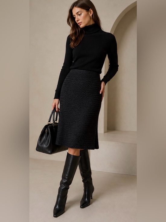Piazza Sempione Dresses & Skirts - Piazza Sempione Made In Italy 100% Wool Basketweave Textured A-Line Skirt IT 40